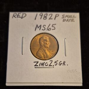 1982P Small Date Red Coin